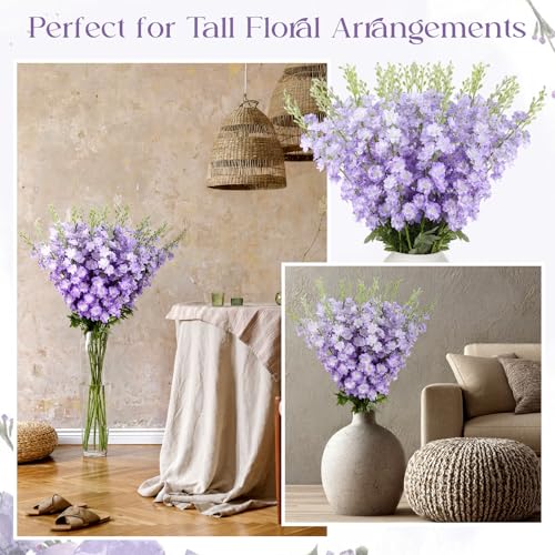 20 Delphinium Artificial Flowers 33.5" Long Stem (Purple)