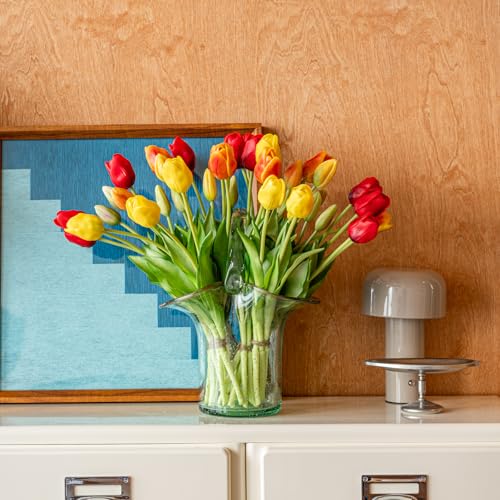 40pcs Artificial Tulips Flowers (40pcs Red Set (No Vase))