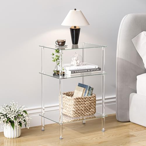 3 Tier Tempered Glass Side Tables (Transparent / 3 tier High)