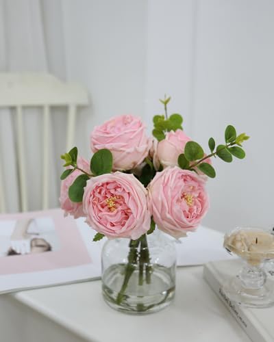 Artificial Flowers with Pink Roses in Vase (Pink Simulated Rose With Vase)
