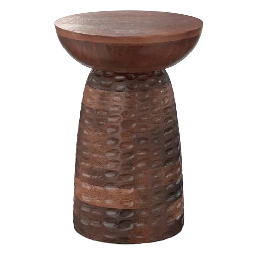 Boyd 13" Wide Solid Wood Round End Table in Warm Dark Brown (Warm Dark Brown / 13 inch)