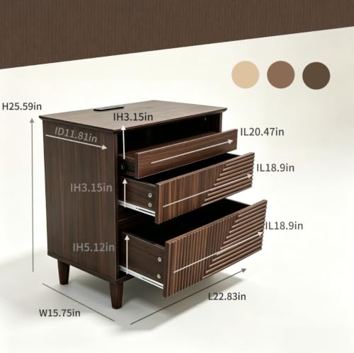 Nightstand with Charging Station (Walnut)