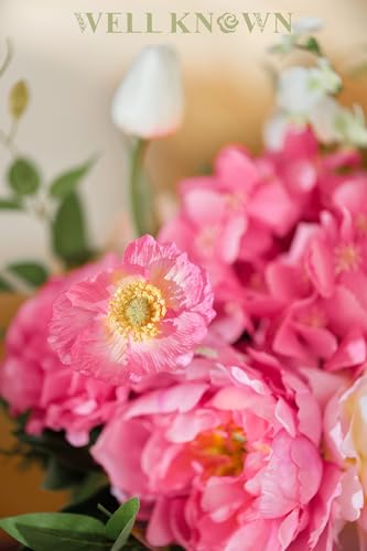 Artificial Flowers in Vase (Mix Peony-fuchsia)