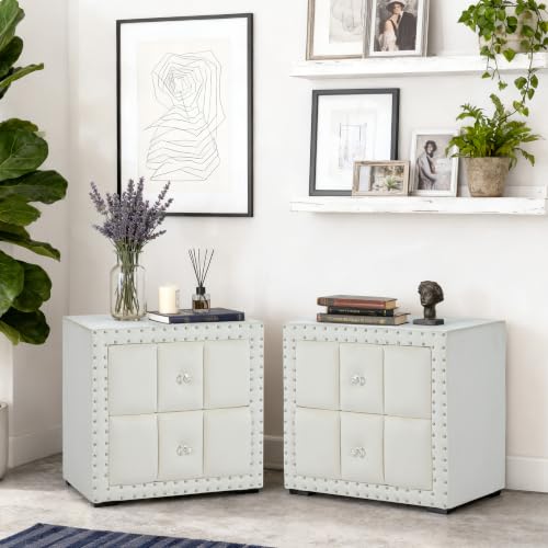 Tufted Nightstands (Beige)