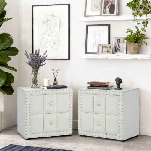 Tufted Nightstands (Beige)