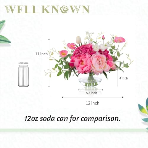 Artificial Flowers in Vase (Mix Peony-fuchsia)