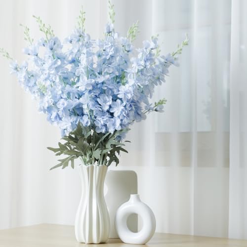 24 Pcs Blue Delphinium Artificial Flower Bulk (34.25" / Blue)