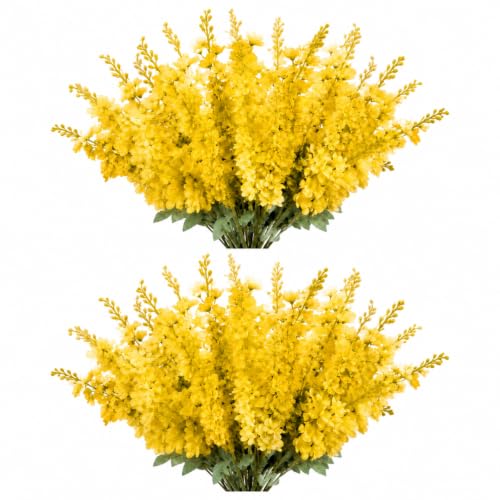 24 Pcs Yellow Delphinium Artificial Flower Bulk (34.25" / Yellow)