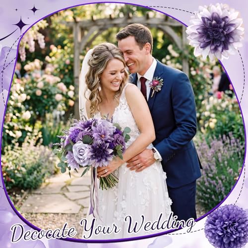 98pcs Artificial Flowers with Stems (Purple Color)