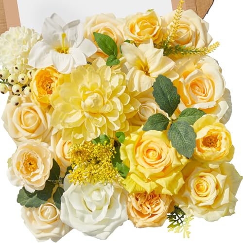 Cream Yellow Artificial Flowers (A Bloom Cream Yellow / 1 Box)