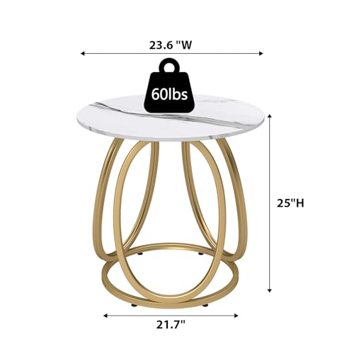 Gold Side Table for Living Room (Light Gold)