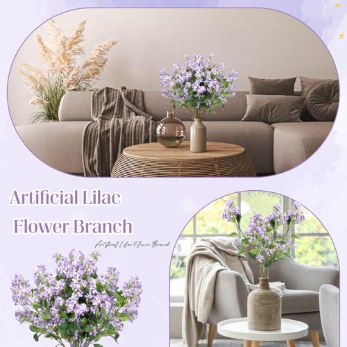 10 Pcs 30" Artificial Lilac Flowers Fake Delphinium Antirrhinum Stem Silk Artificial Flower Branch Floral Arrangement for Vase Centerpieces Wedding Bouquet Home (Purple)