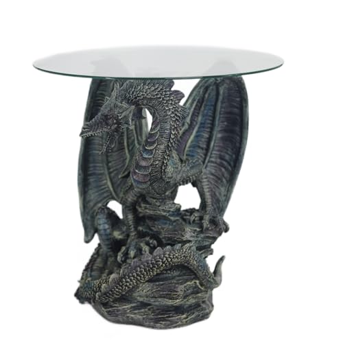 19" H Medieval Evil Dragon Pedestal Table End Table Side Table