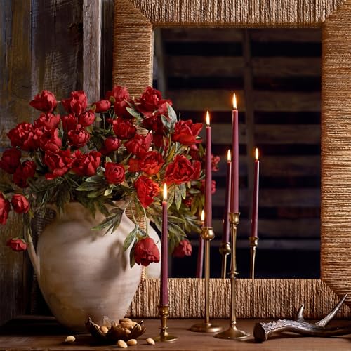 Faux Silk Peony Artificial Flowers Stem for Vase (Burgundy)