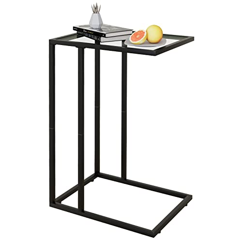 C Table Glass End Table (Black)