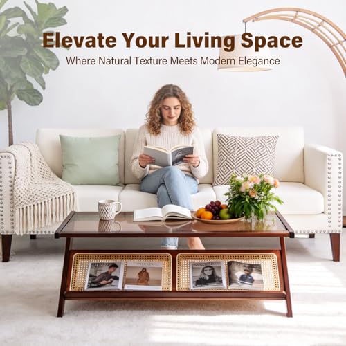 Brown Rattan Coffee Table (Coffee Table-brown)