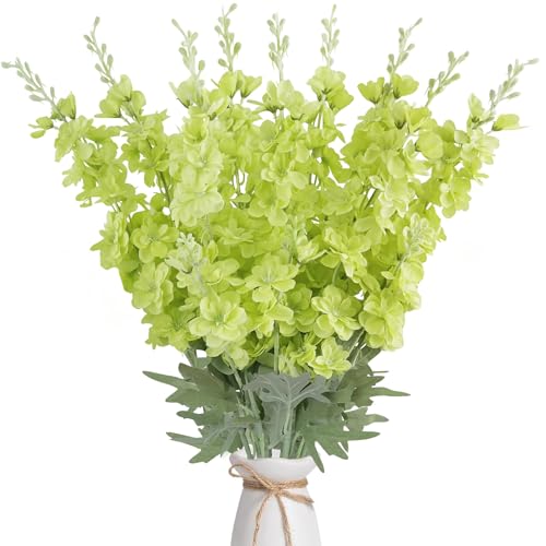 16Pcs Green Delphinium Artificial Flower 33.5'' Bells of Ireland Flowers (Light Green)