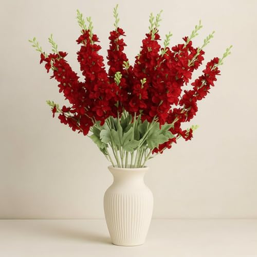 24 Pcs Burgundy Delphinium Artificial Flower Bulk (34.25" / Burgundy)
