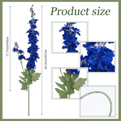 24 Pcs Royal Blue Delphinium Artificial Flower Bulk (34.25" / Royal Blue)