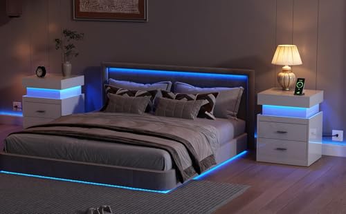 LED Nightstand Set of 2 (White / 2 Pack)