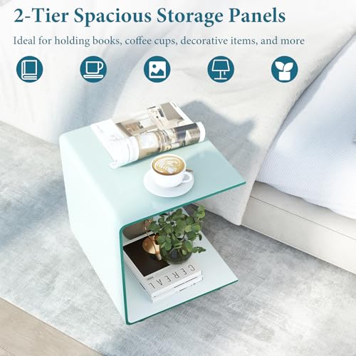 Tempered Glass Side Table (White)