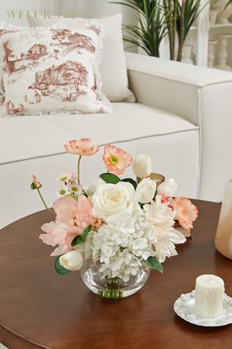 Artificial Flowers in Vase for Seasonal Decor (Mixed White)