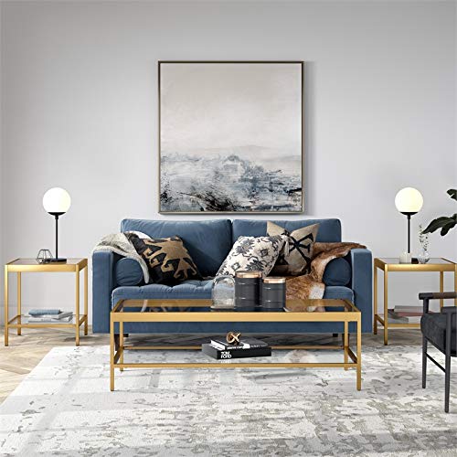 54" Tempered Glass Top Coffee Table in Brass (Brass / 54" Wide)