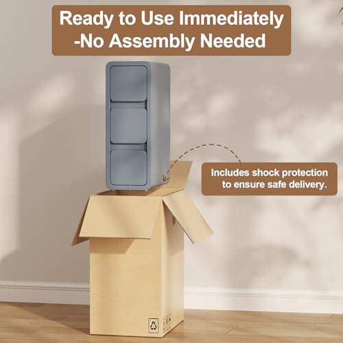 Narrow Bedside Table (7.9"W / Dark Gray (3 Drawers))