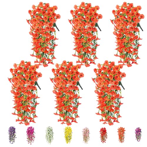 6 Pack Outdoor Artificial Flowers (Orange)