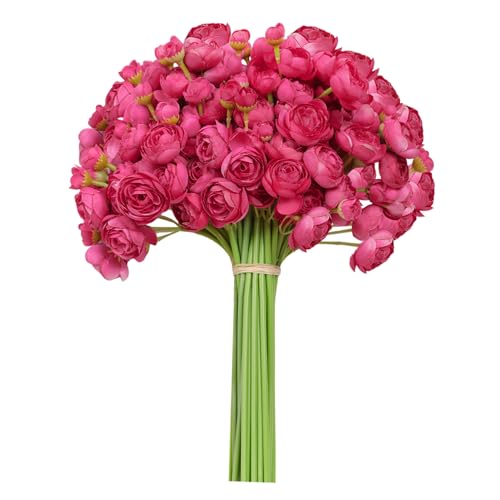 32Pcs Rose Red Ranunculus Artificial Flowers Home Wedding Decor (Rose Red)