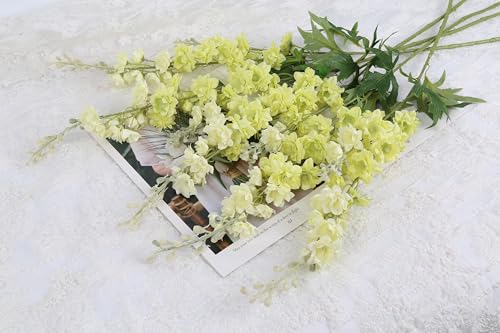 9Pcs Artificial Delphinium Flowers Combo Clematis Greenery Stems (Light Green)