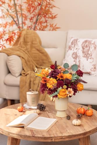 Fall Artificial Flowers Combo (Burgundy & Burnt Orange)