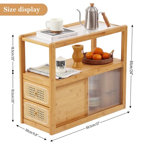 Rattan Nightstand (End Table Wood)
