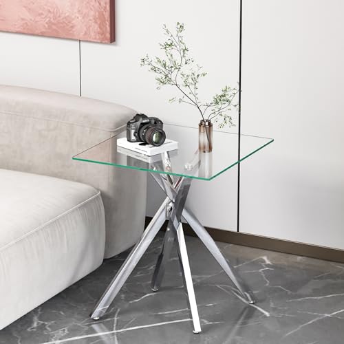 Glass End Table (Silver)