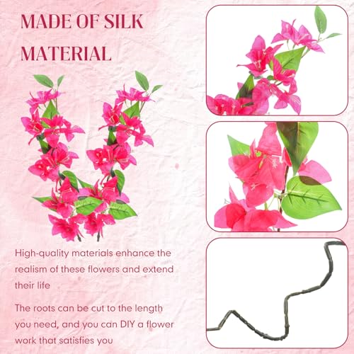 30 Pcs Fake Bougainvillea Bulk Silk Flower UV Resistant (Rose Red)