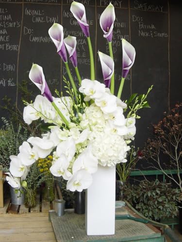 12pcs Large Calla Lily Artificial Flowers (White-purple)