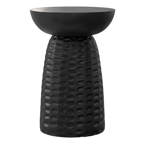 Boyd 13" Wide Solid Wood Round End Table in Black (Black / 13 inch)
