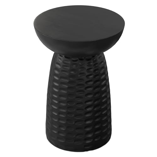 Boyd 13" Wide Solid Wood Round End Table in Black (Black / 13 inch)