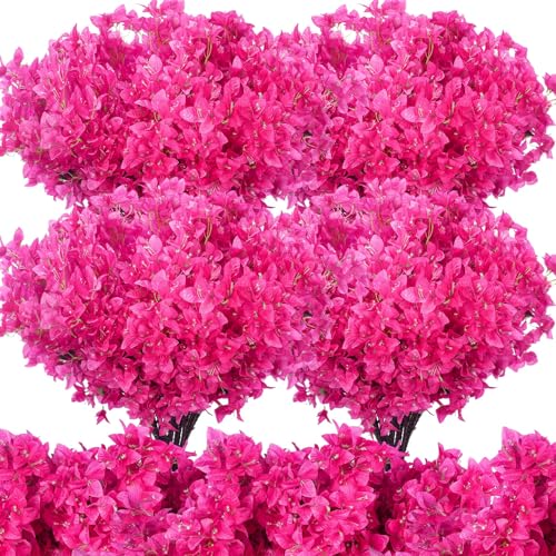 100 Pack Artificial Bougainvillea Bulk Silk Flower (Rose Red)