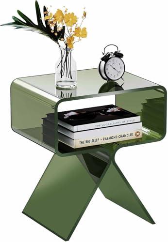 Acrylic Nightstand Bedside Side Table (Green)