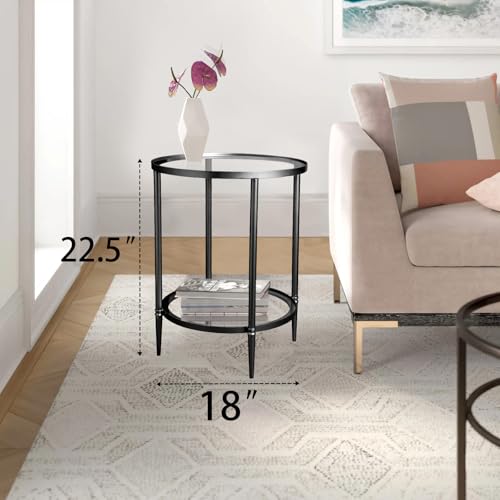 2 Tier Round Side Table (Round / 2-Tier / Black)