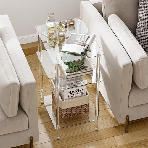 3 Tier Tempered Glass Side Tables (Transparent / 3 tier High)