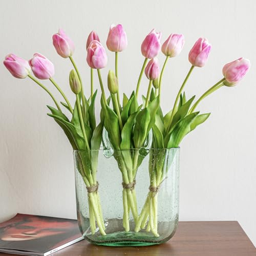 15pcs Artificial Tulips Flowers (15pcs Baby Pink (No Vase))