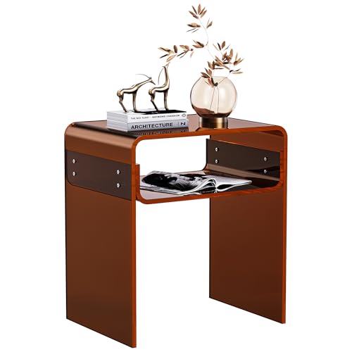Clear Acrylic End Table 2 (Dark Brown)