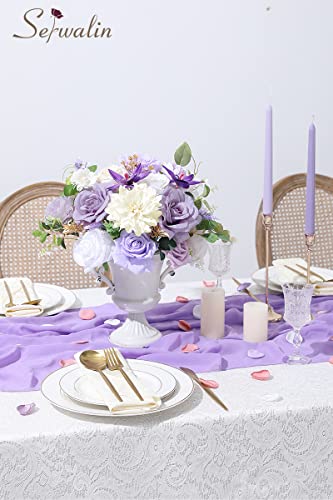 Artificial Flowers Combo Blue Fake Flowers for Wedding Home Decor (Purple White / 1 Box)
