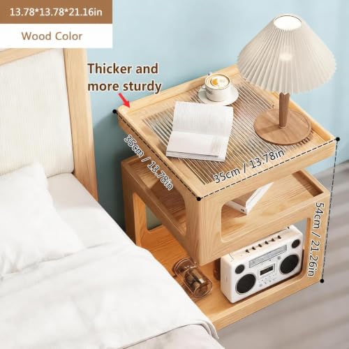 3 Tier Nightstand (Wood Color / 13.78*13.78*21.16in)