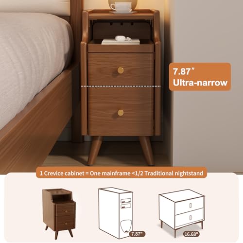 Small Nightstand with Drawers (1 Pc(walnut) / 15.74''D*11.81''W*19.68''H)
