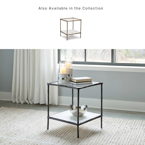 Modern Glass and Marble End Table (Antique Black)