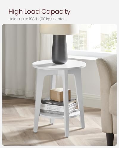 Round Side Table with Lower Shelf (Cloud White / 1 pack)