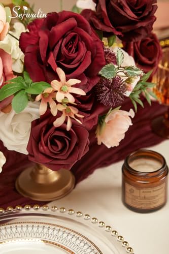 Burgundy Pink Artificial Flowers (Classic Pink Burgundy / 1 Box)